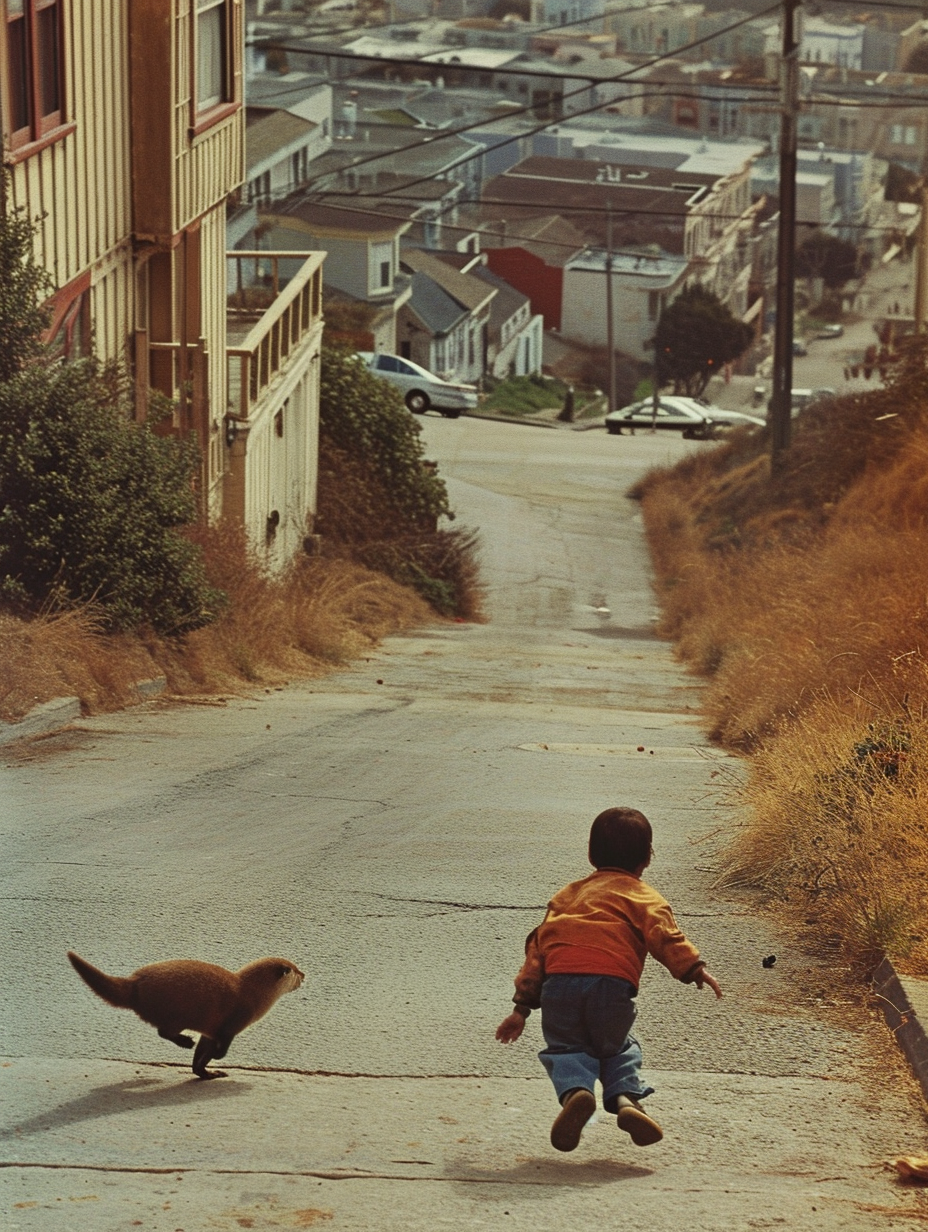 Kids Running Chasing Otter San Francisco