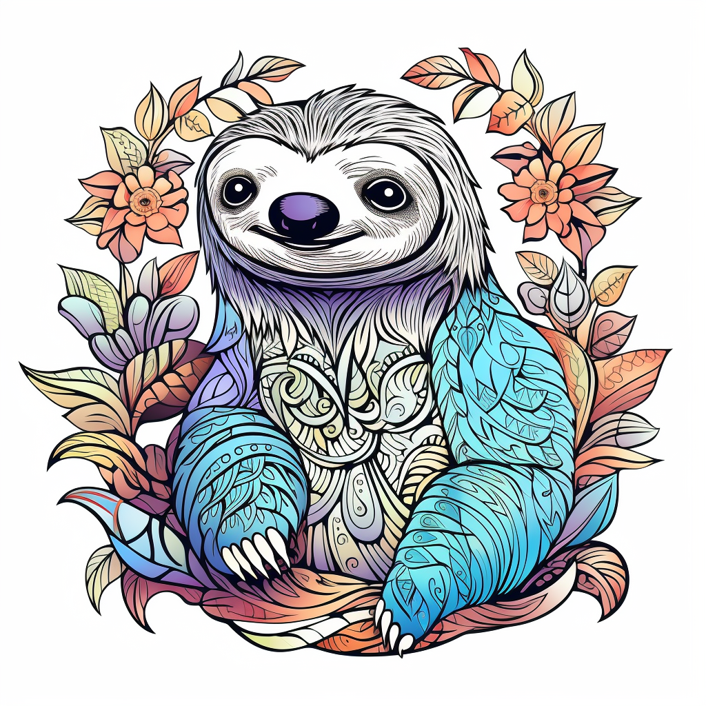 Cartoon Sloth Coloring Page