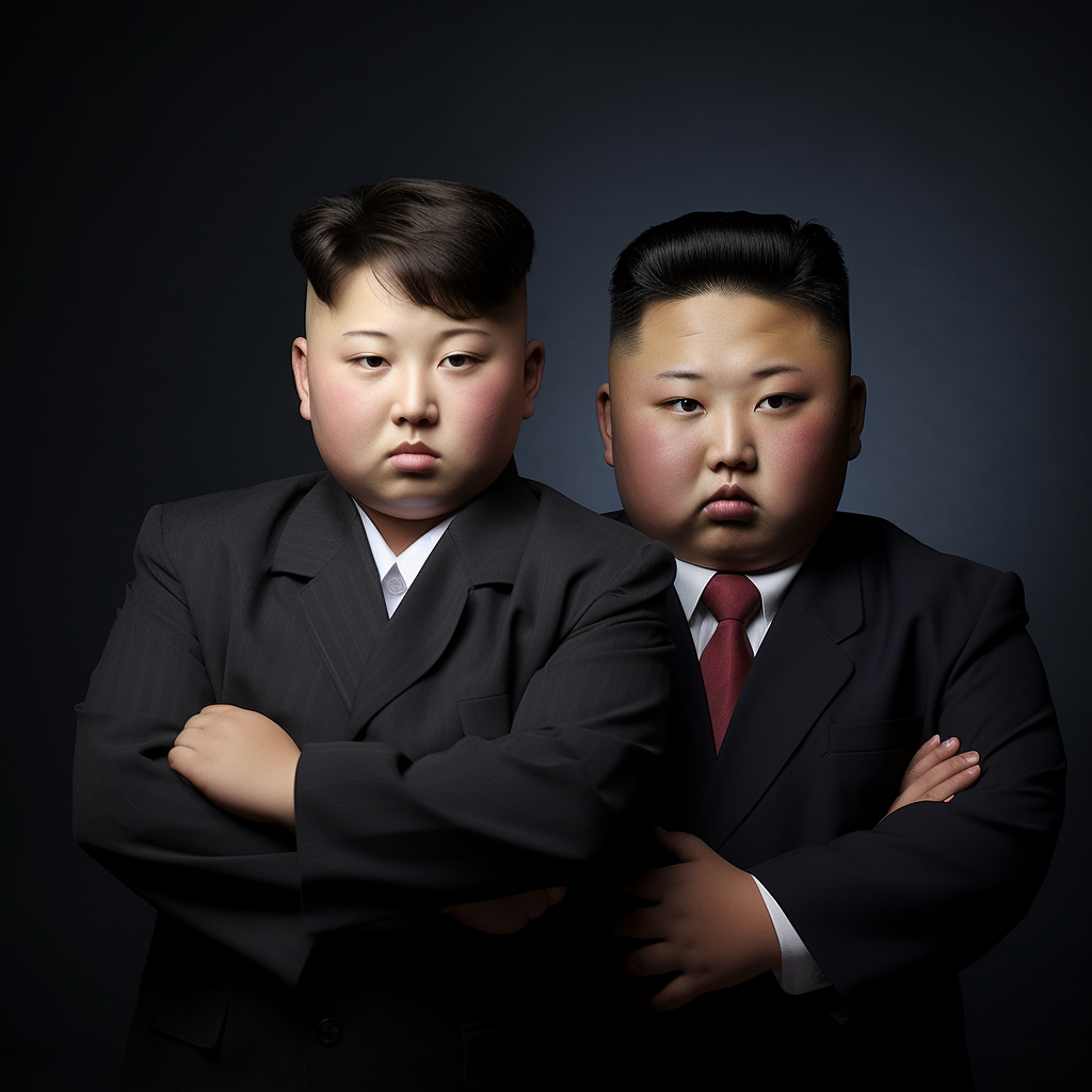 Two kids resembling Kim Jong Un and Donald Trump