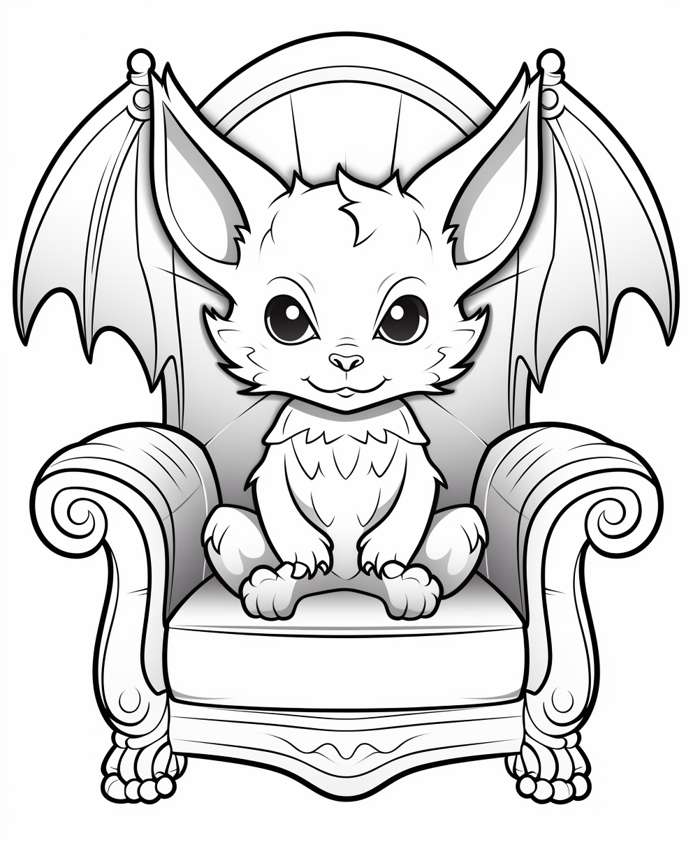 Cartoon bat coloring page