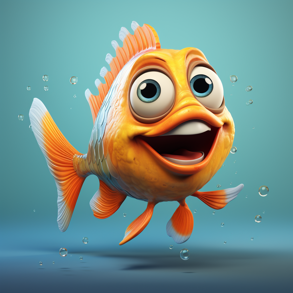 Cartoon fish with legs and hands