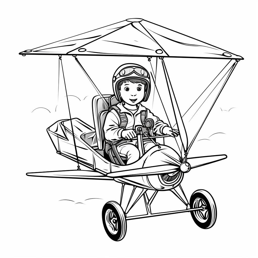 Cartoon style hang glider coloring page