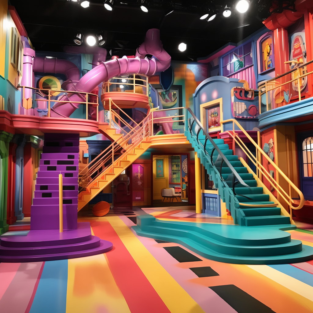 Colorful set for kids comedy TV show