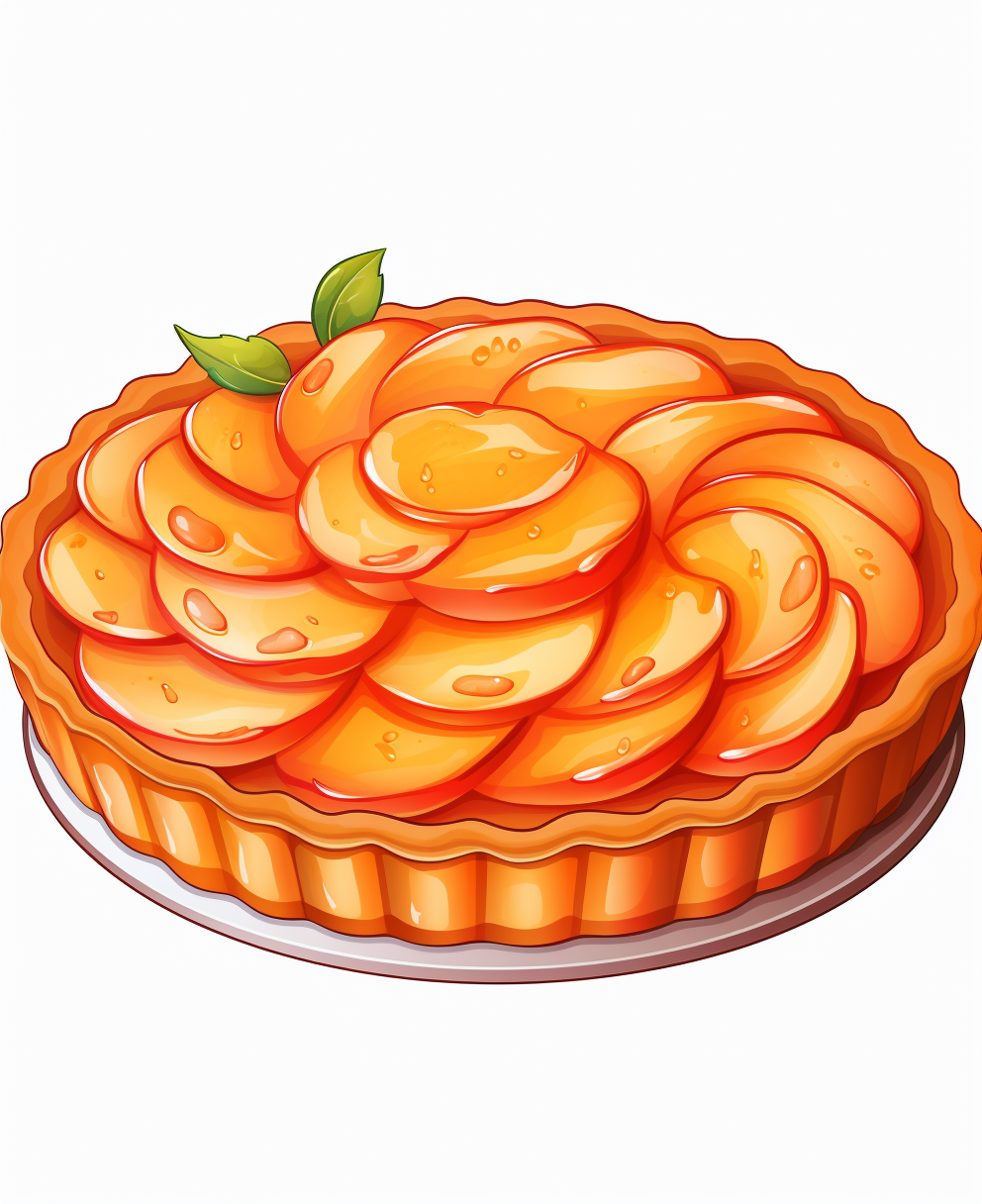 Cartoon-style black and white peach tarte