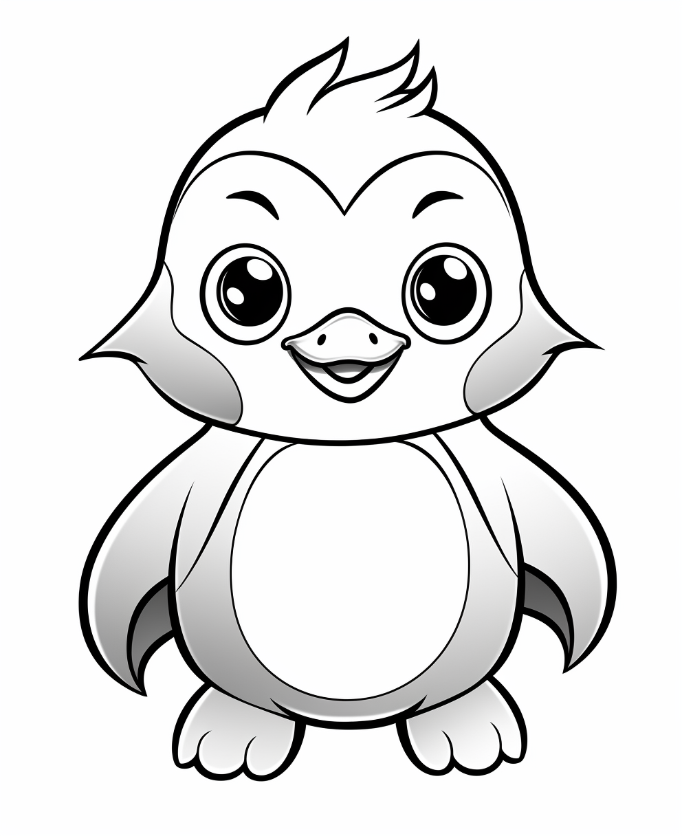 Cute penguin coloring page for kids