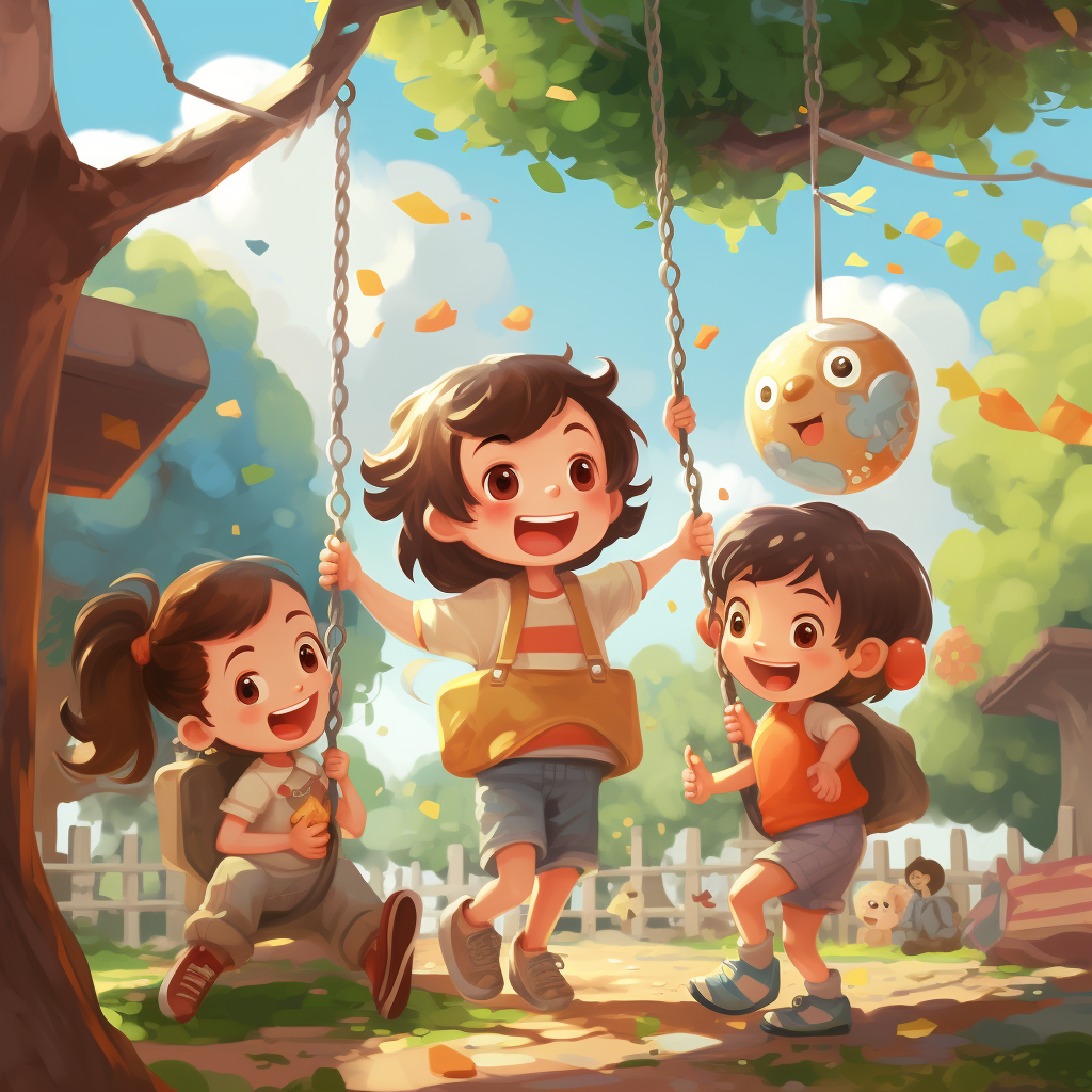 Kids playing outside cartoon