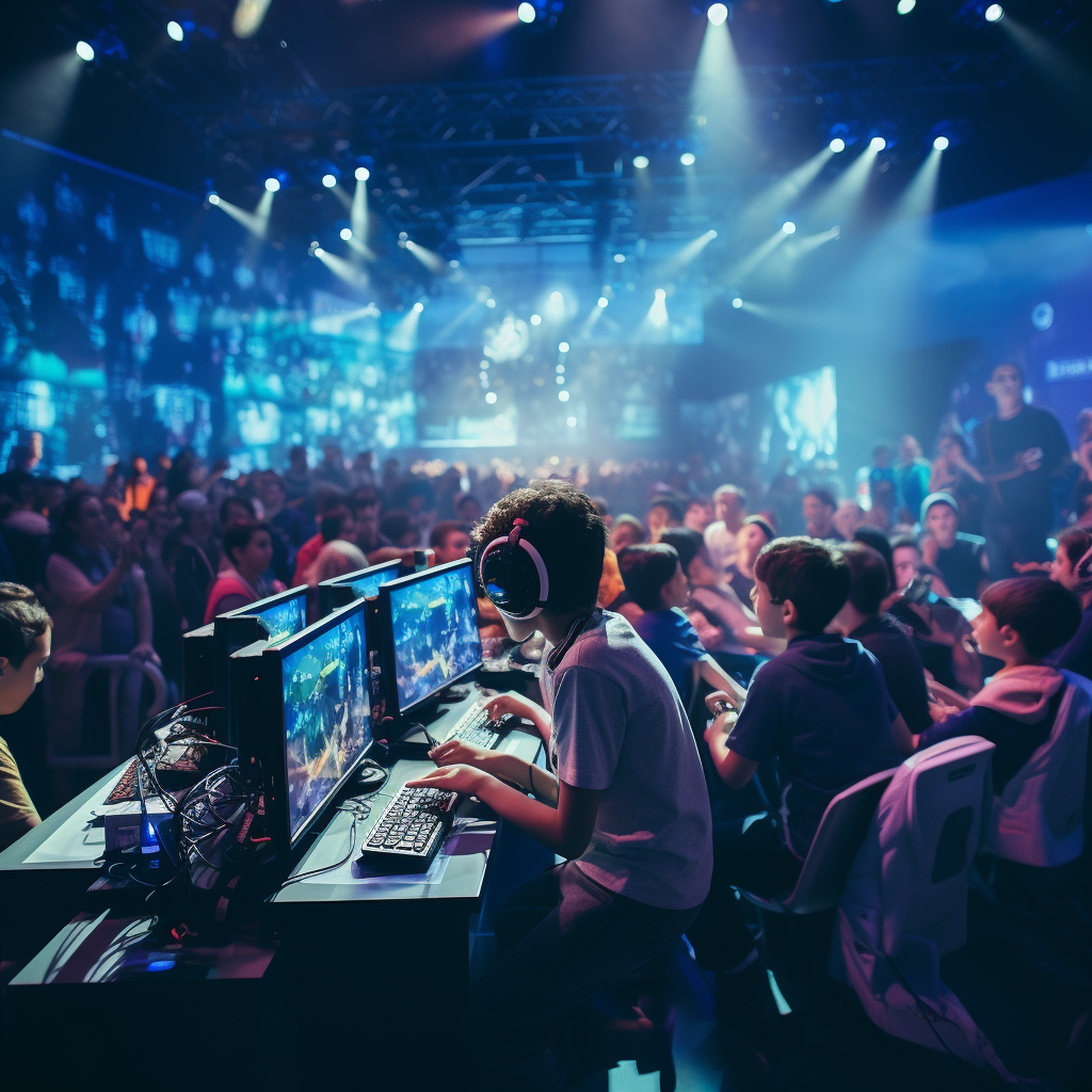 Kids competing in video game contest