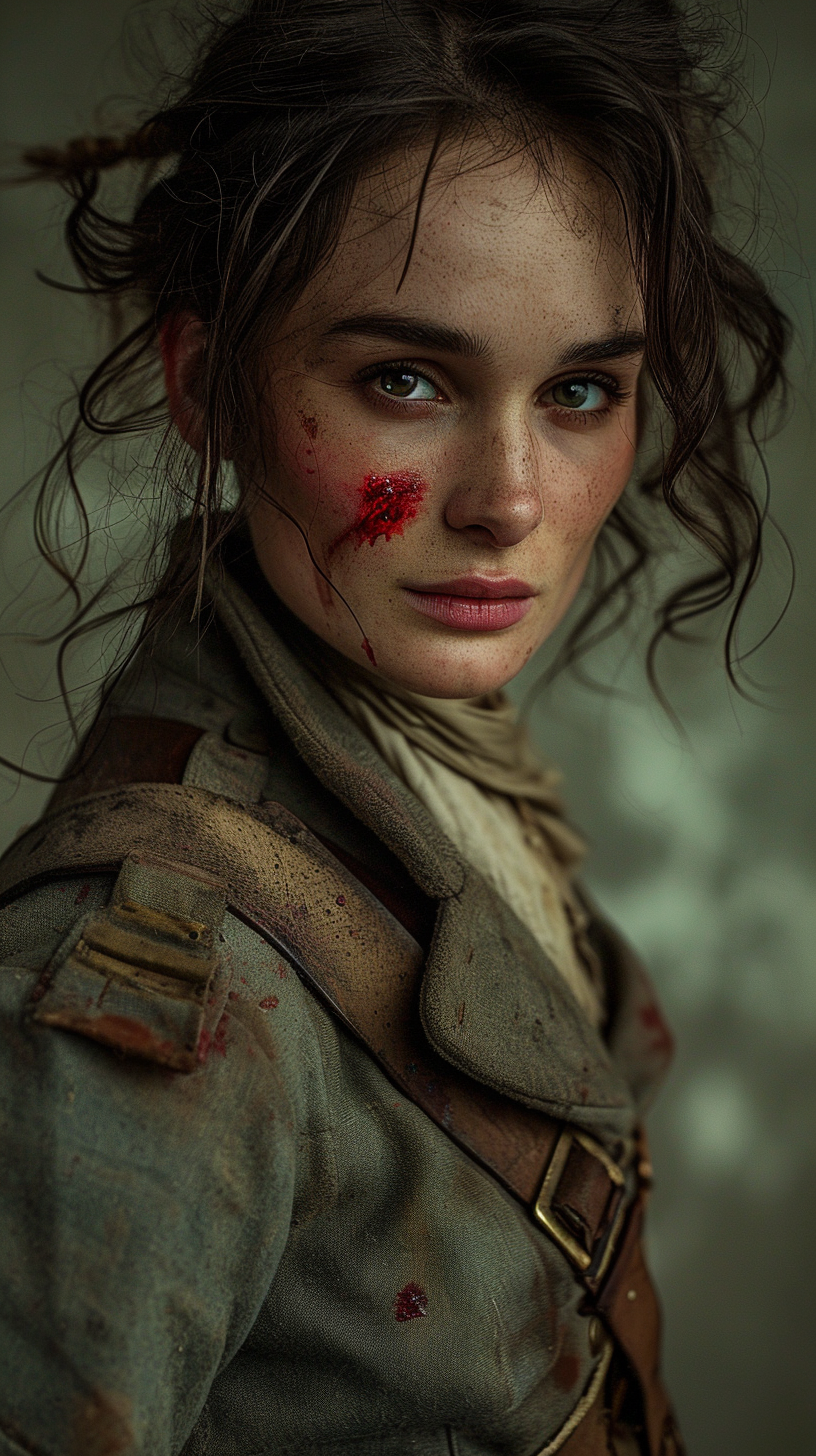 Kiera Knightly wartime costume dirty face