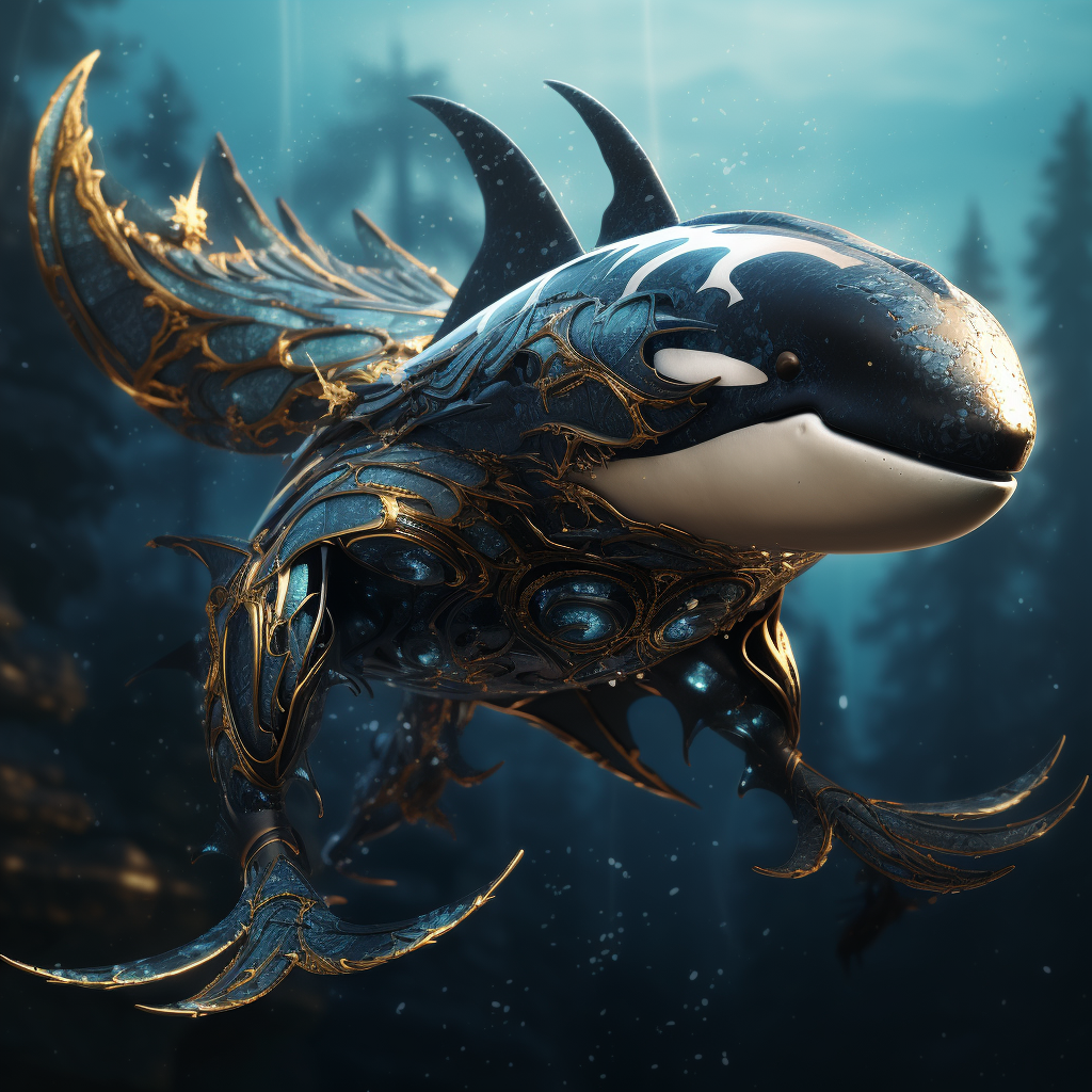 Killer Whale Dragon Wings Preying Shark Picture