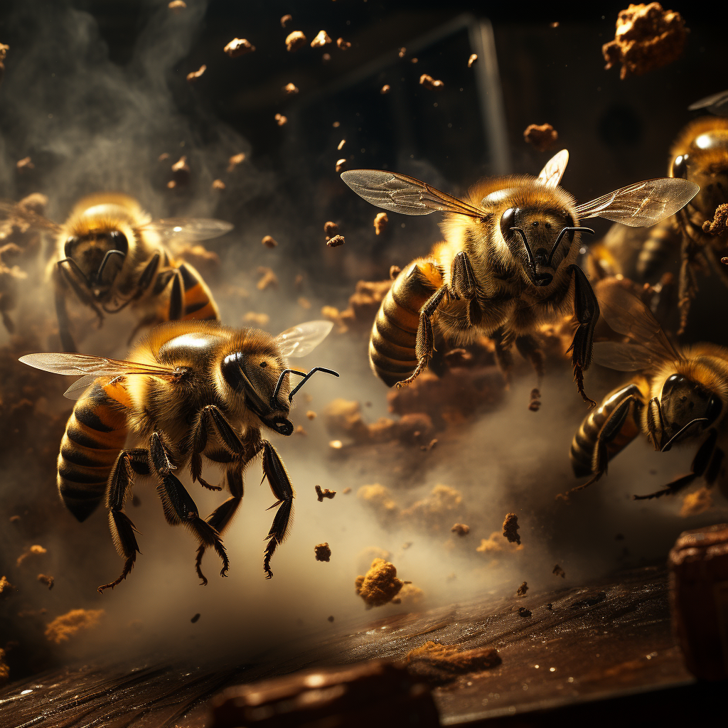 Dramatic killer bees swarm photo