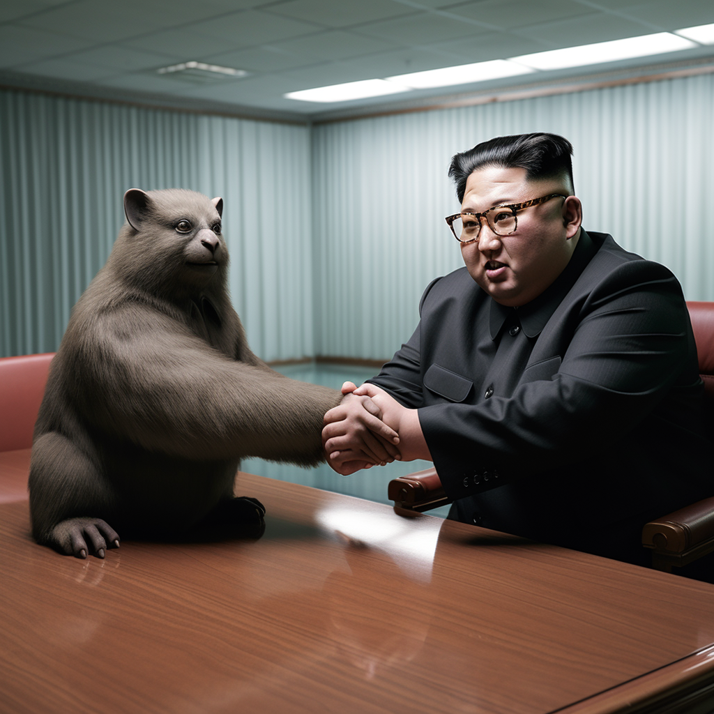 Kim Jong Un and Rat Man handshake