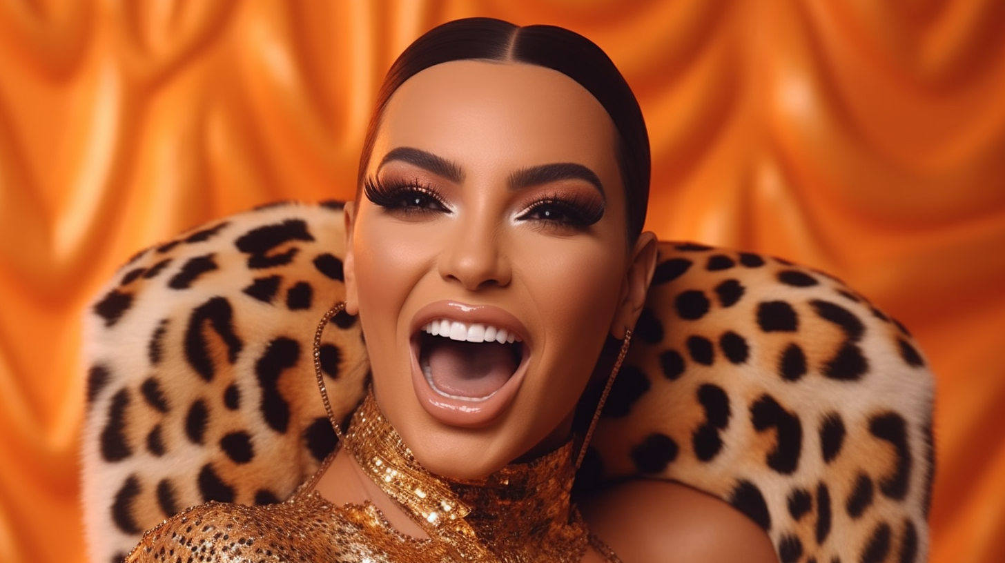 Kim Kardashian Big Smile Orange Studio