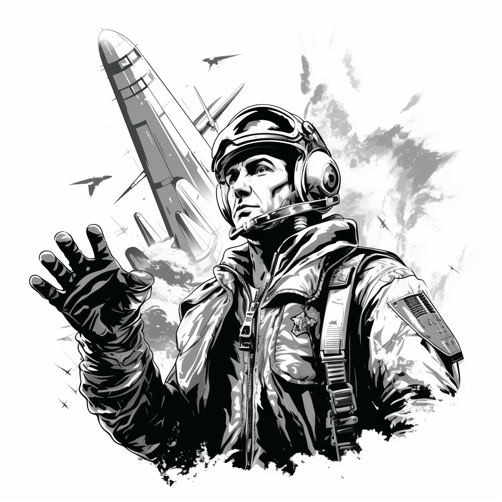 Illustration of a king holding a missile