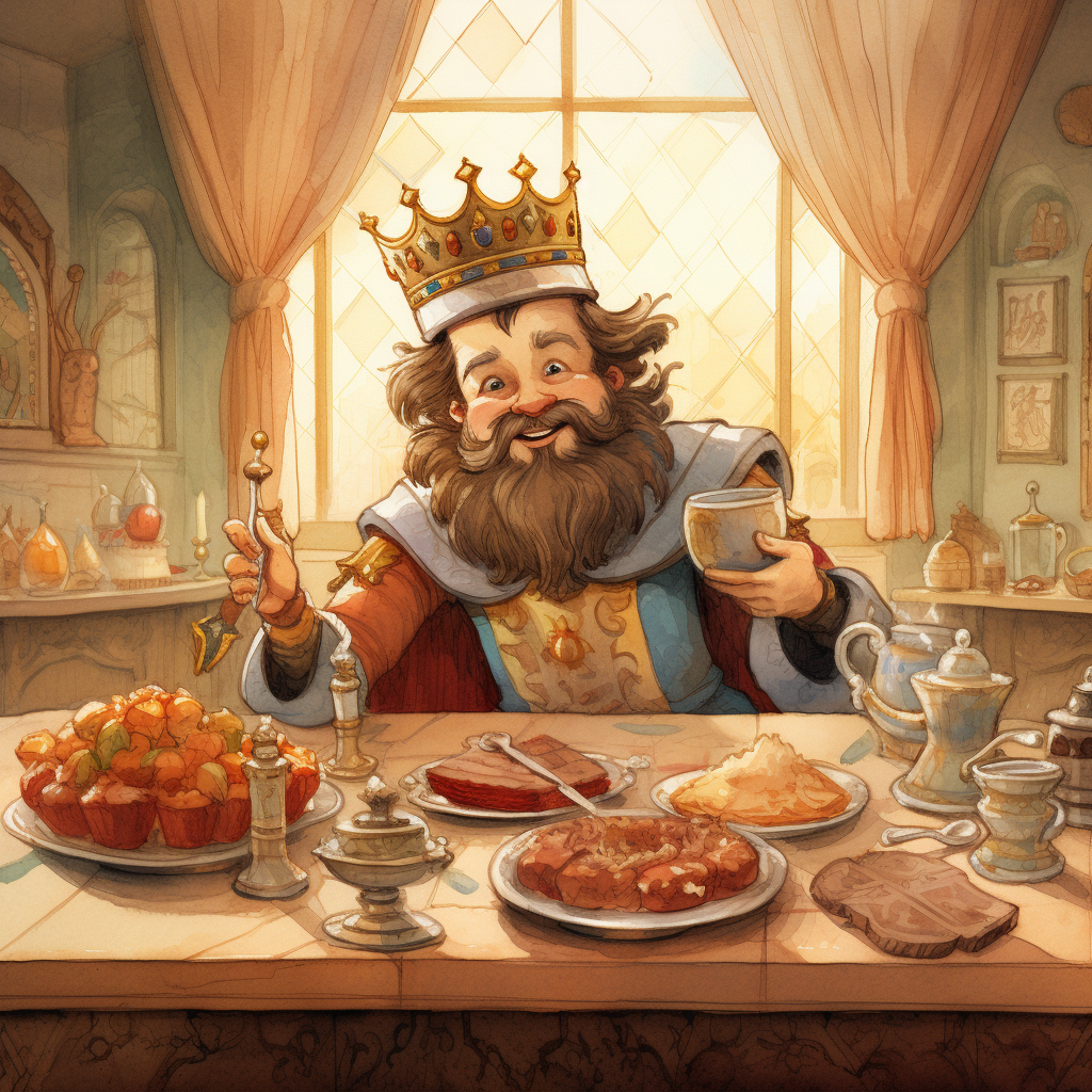 Jovial king enjoying a royal feast