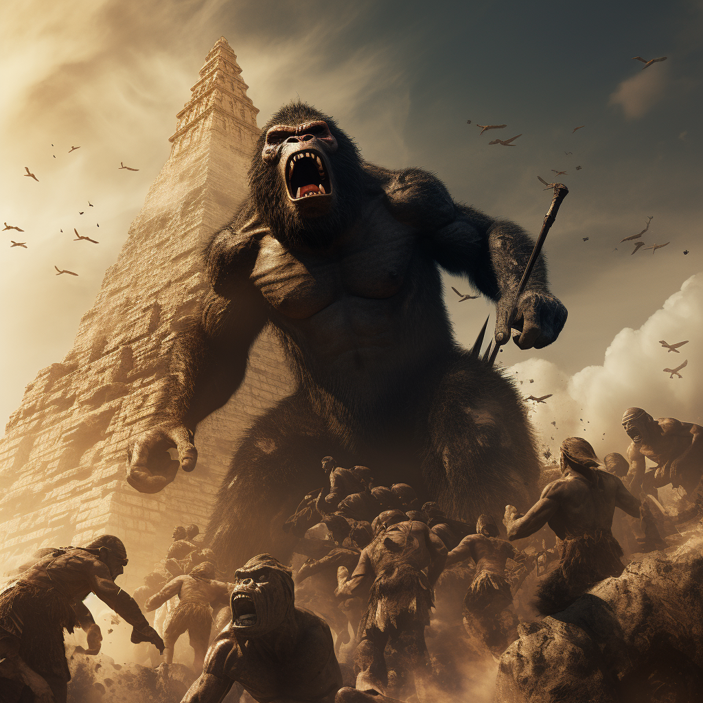 Mighty King Kong attacking pyramids