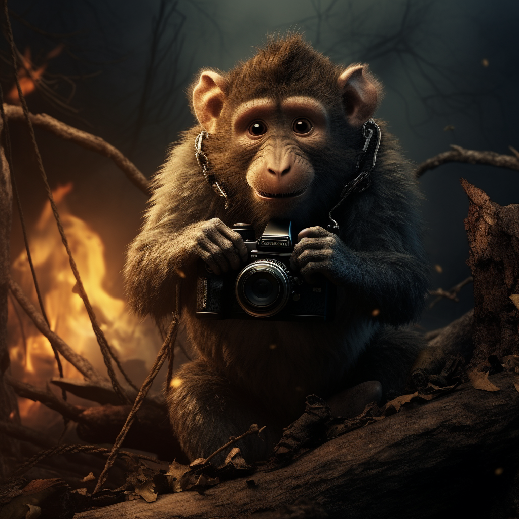 King Kong taking picture of a tiny mouse