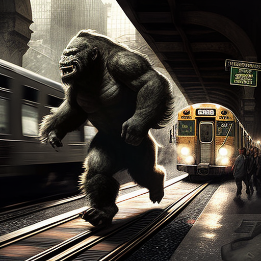 King Kong Carrying Subway Train