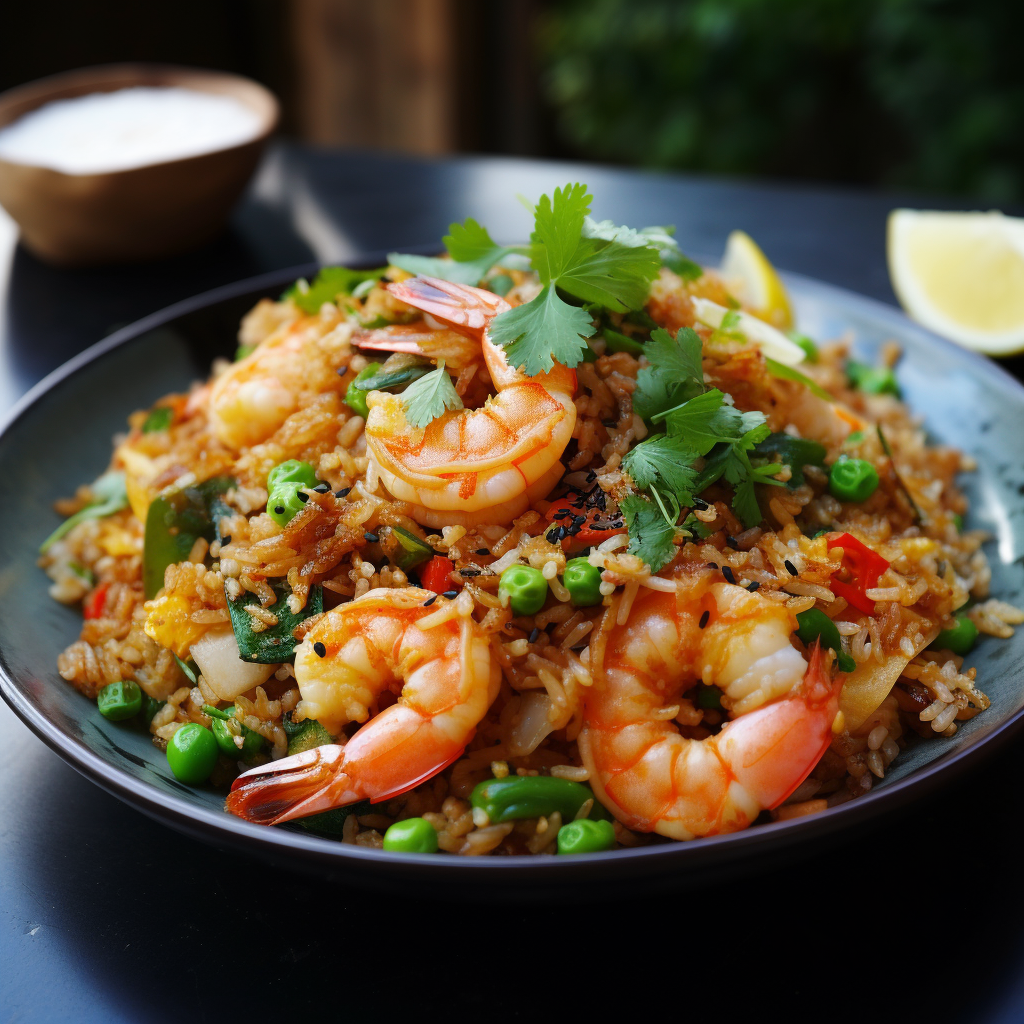 Tasty king prawn fried rice