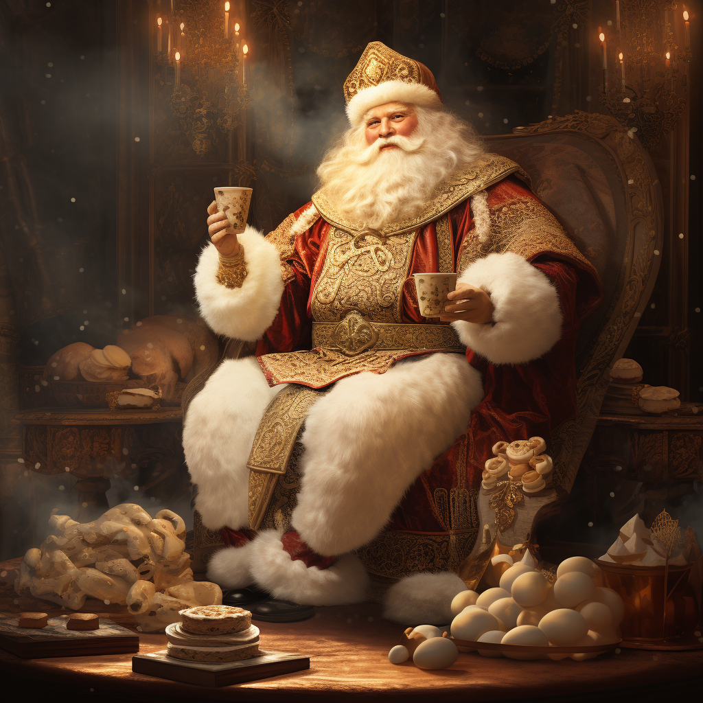 King Santa being served milk and cookies