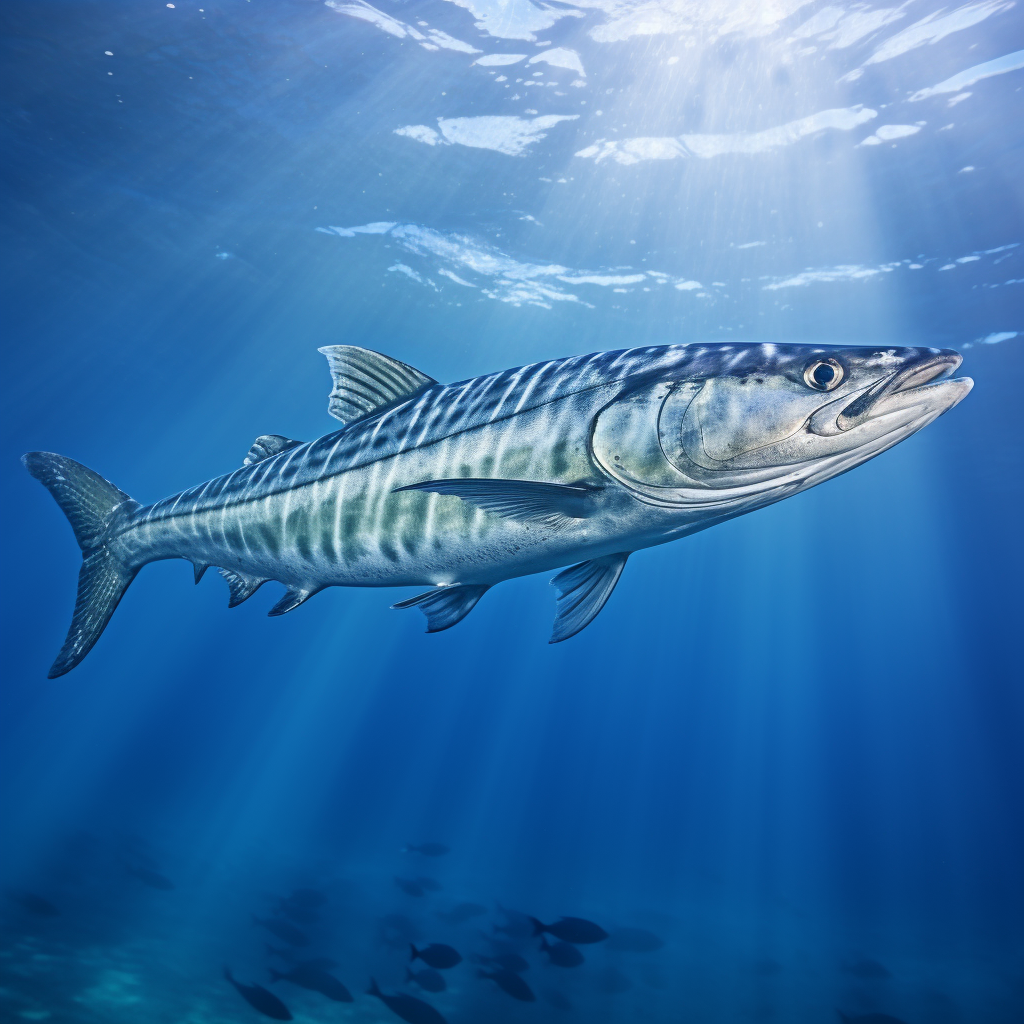 Magnificent king mackerel fish swimming gracefully