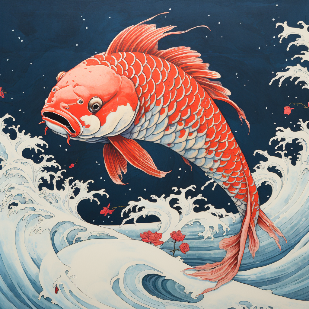 Colorful koi carp swimming gracefully