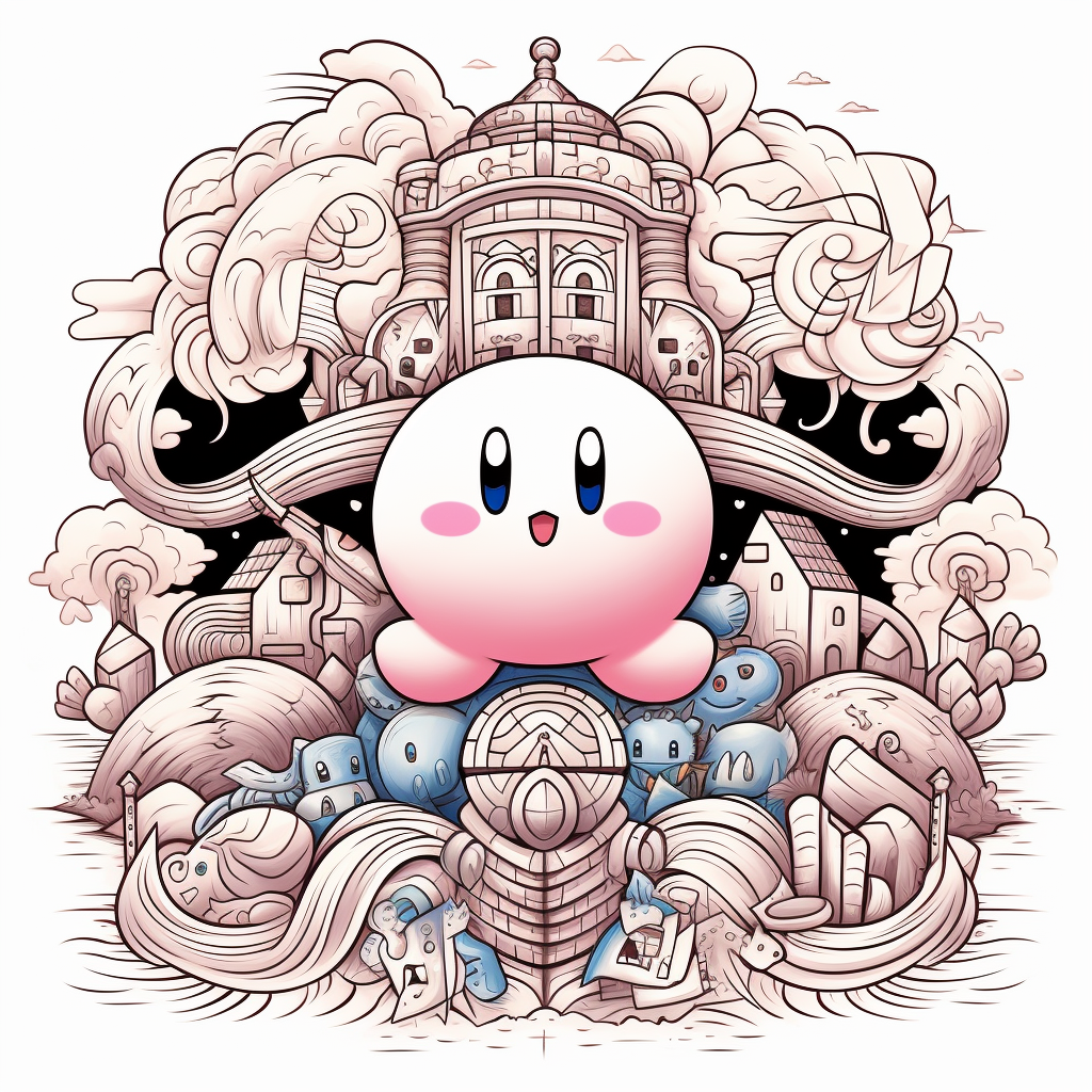 Colorful Kirby adult coloring page