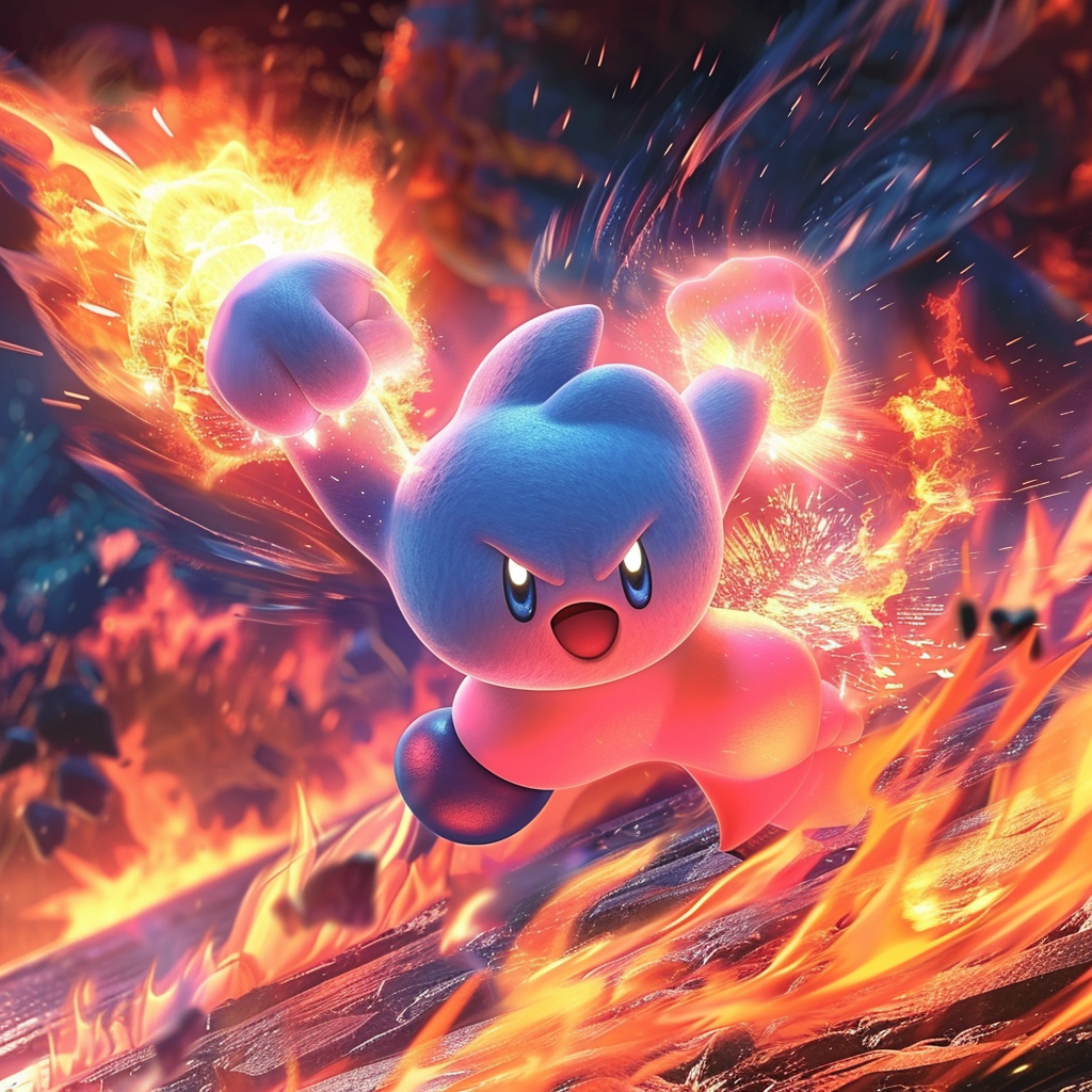 Kirby fighting fire boss Nintendo