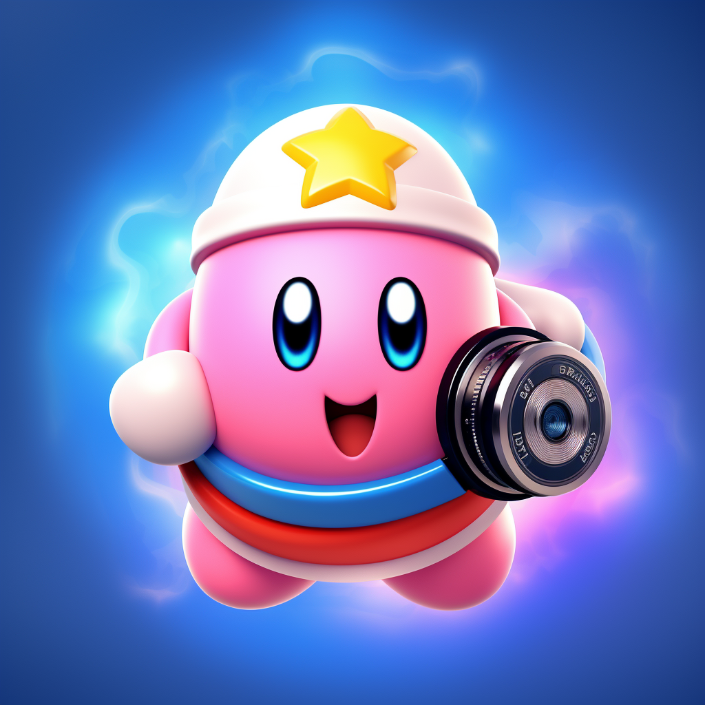 Kirby holding a camera