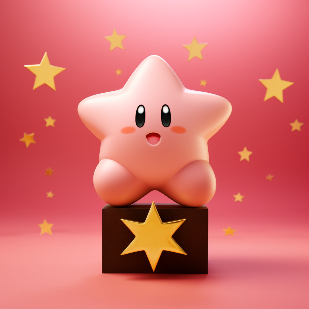 Cute Kirby on shining gold star