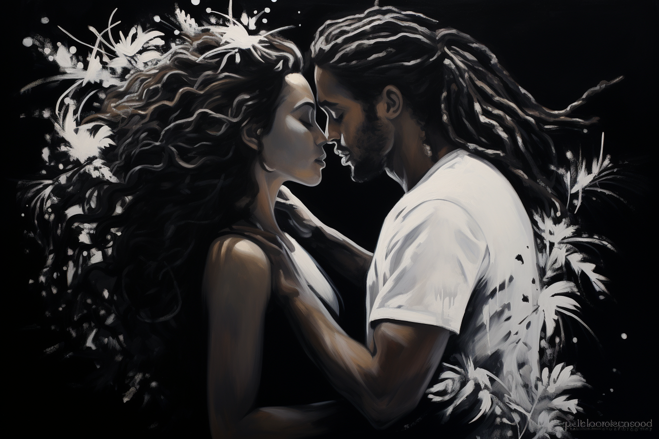 Acrylic Kiss Painting with Silhouette