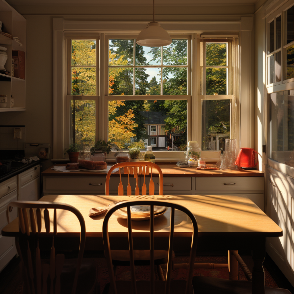 Straight view of kitchen table