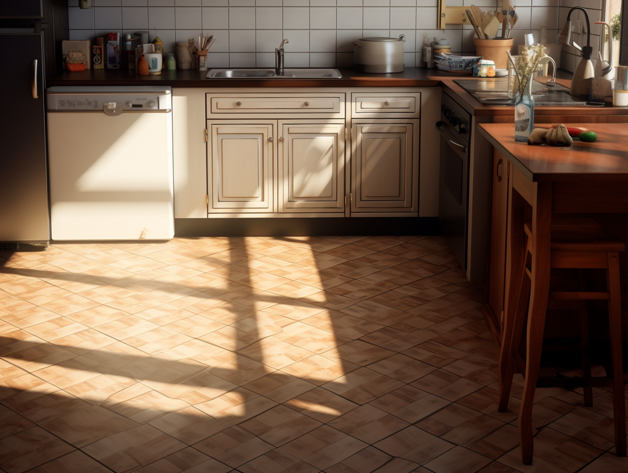 Kitchen floor with furniture view