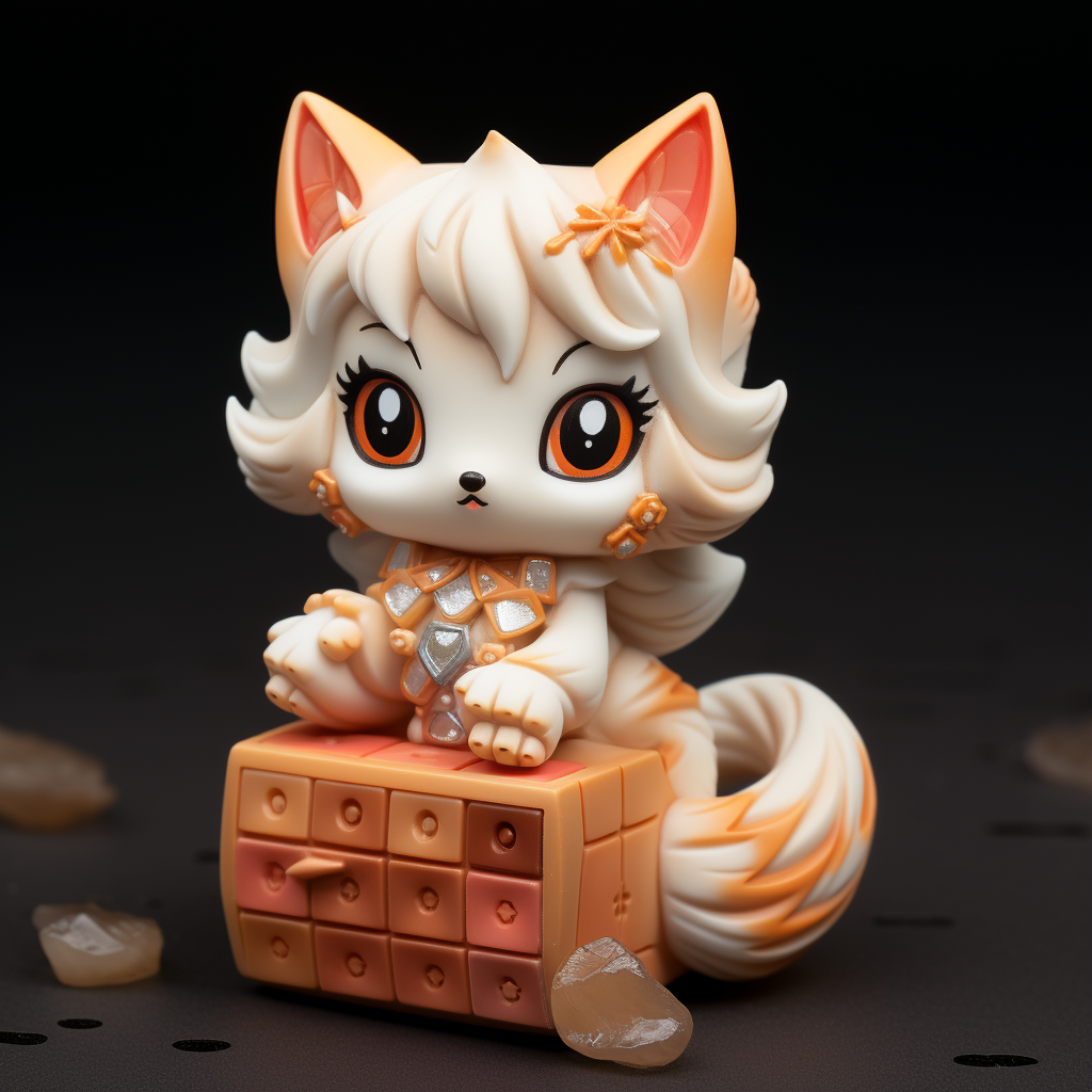 Chibi style kitsune artisan keycap