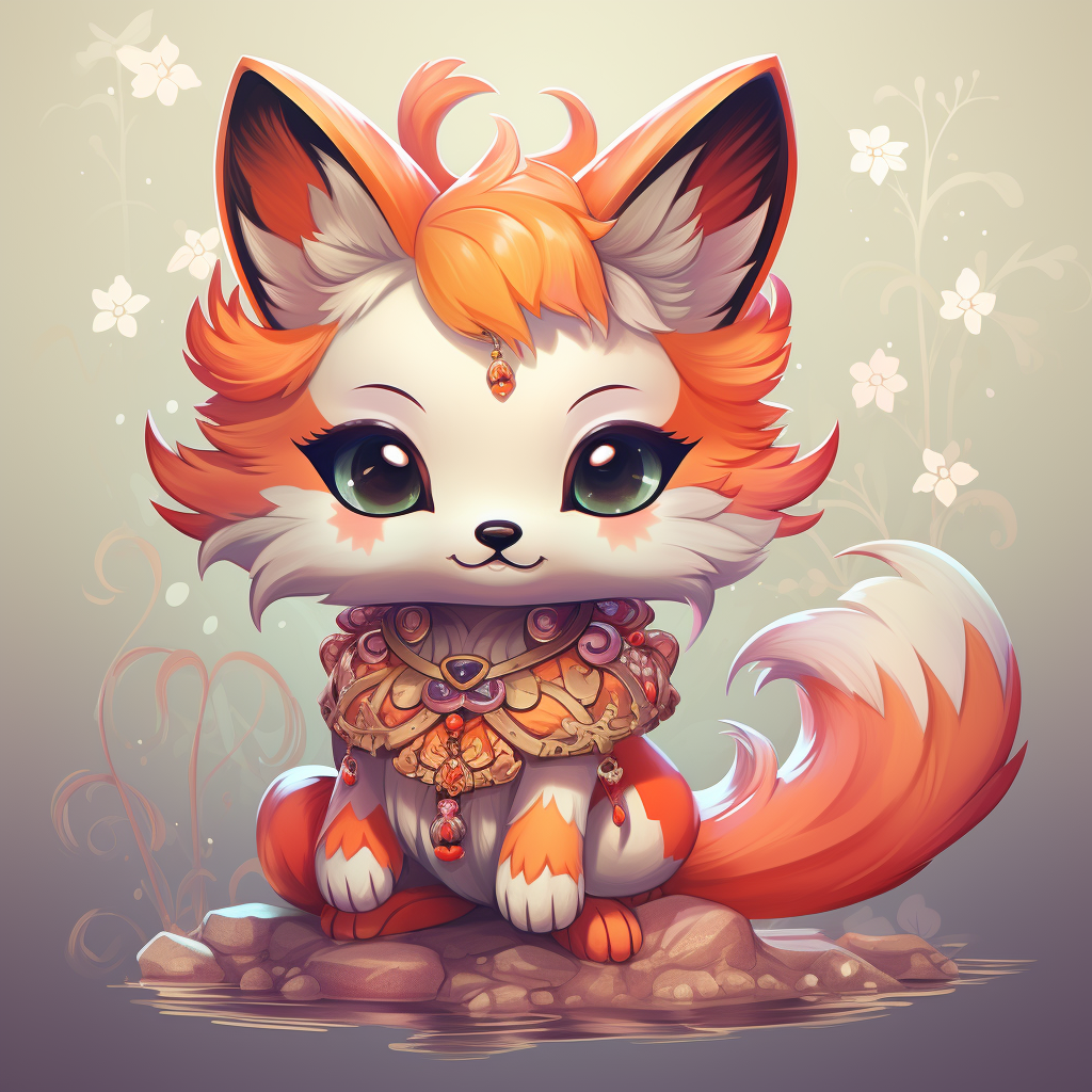 Cute Kitsune Chibi Illustration