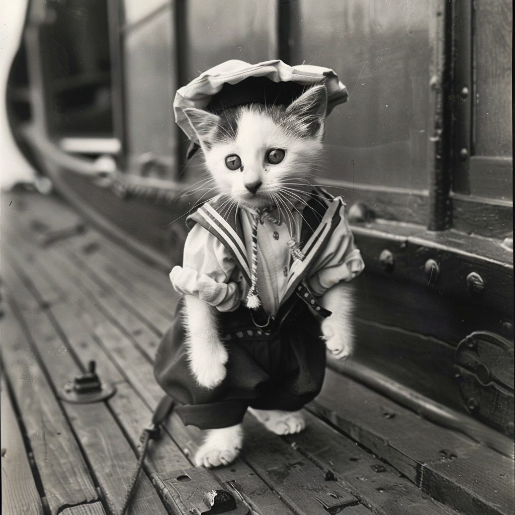 Cute Sailor Kitten in 1930s