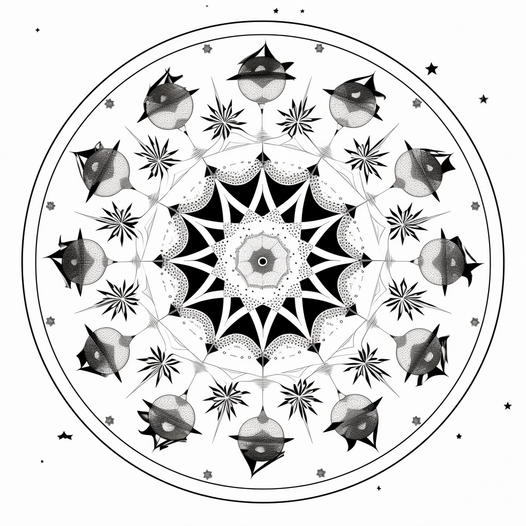 Kitten Mandala Constellations Coloring Page