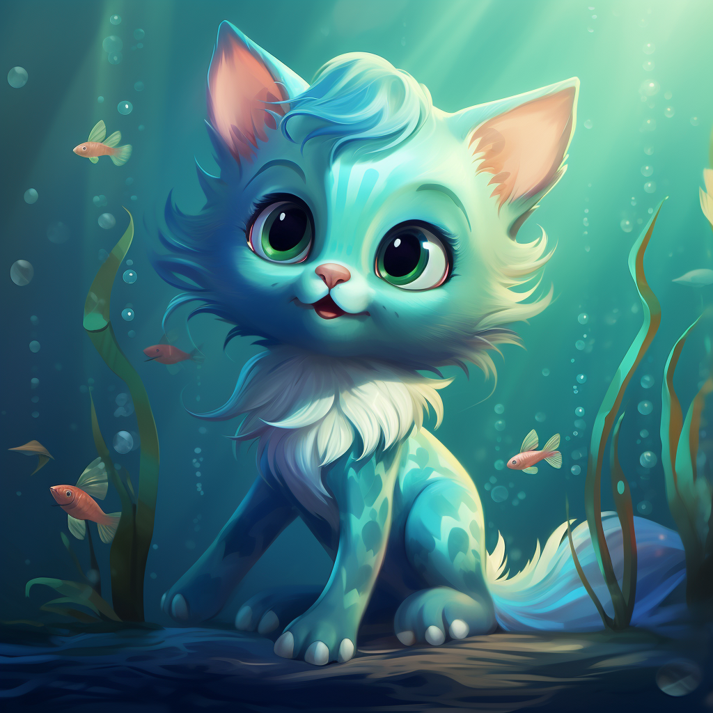 Adorable kitten dressed as a mermaid