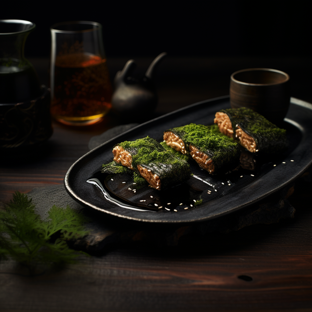 Kizami Nori on Dark Plate