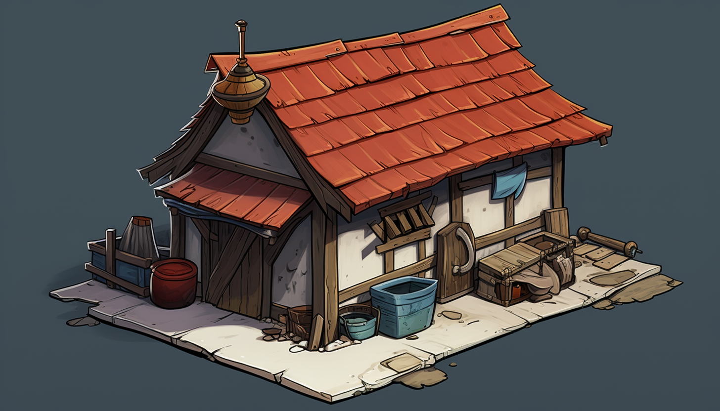 Isometric Kliplok Shed Sketch Render 3 Colors