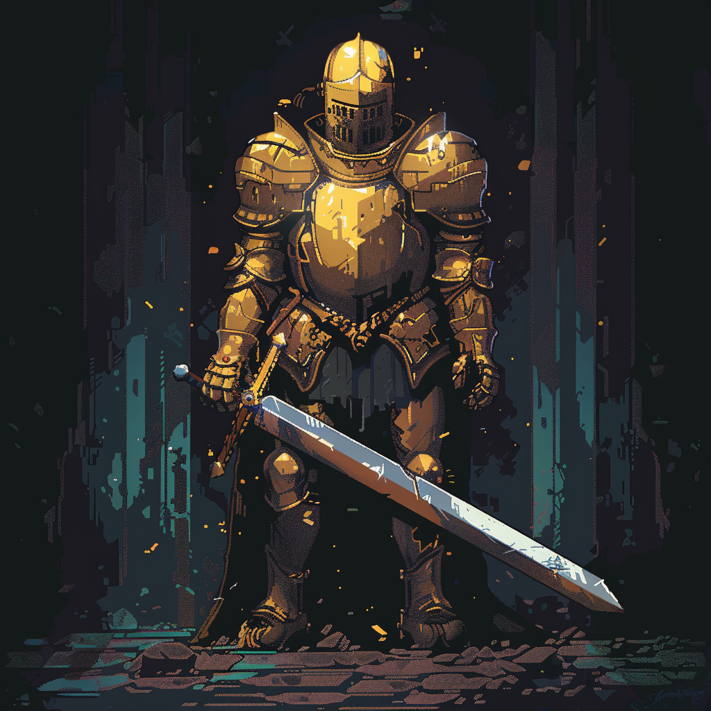 Knight with Gold Armor Sword