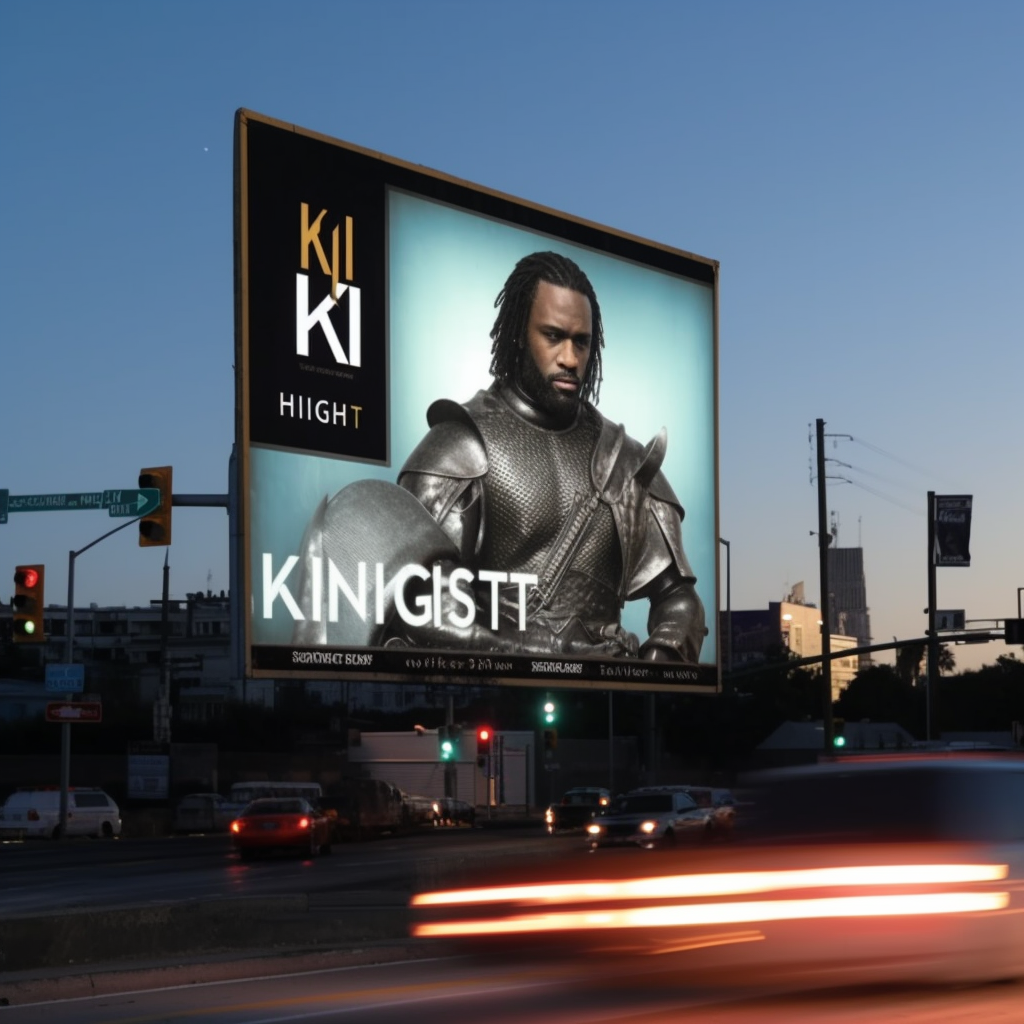 Knight hitting billboard with sword