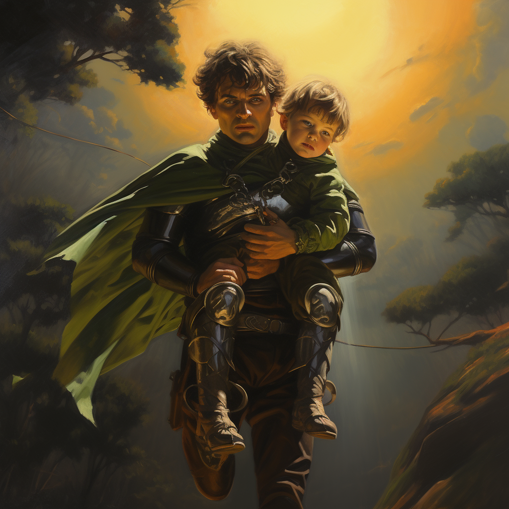 Knight Carrying Son of Hulk Surrealist Art