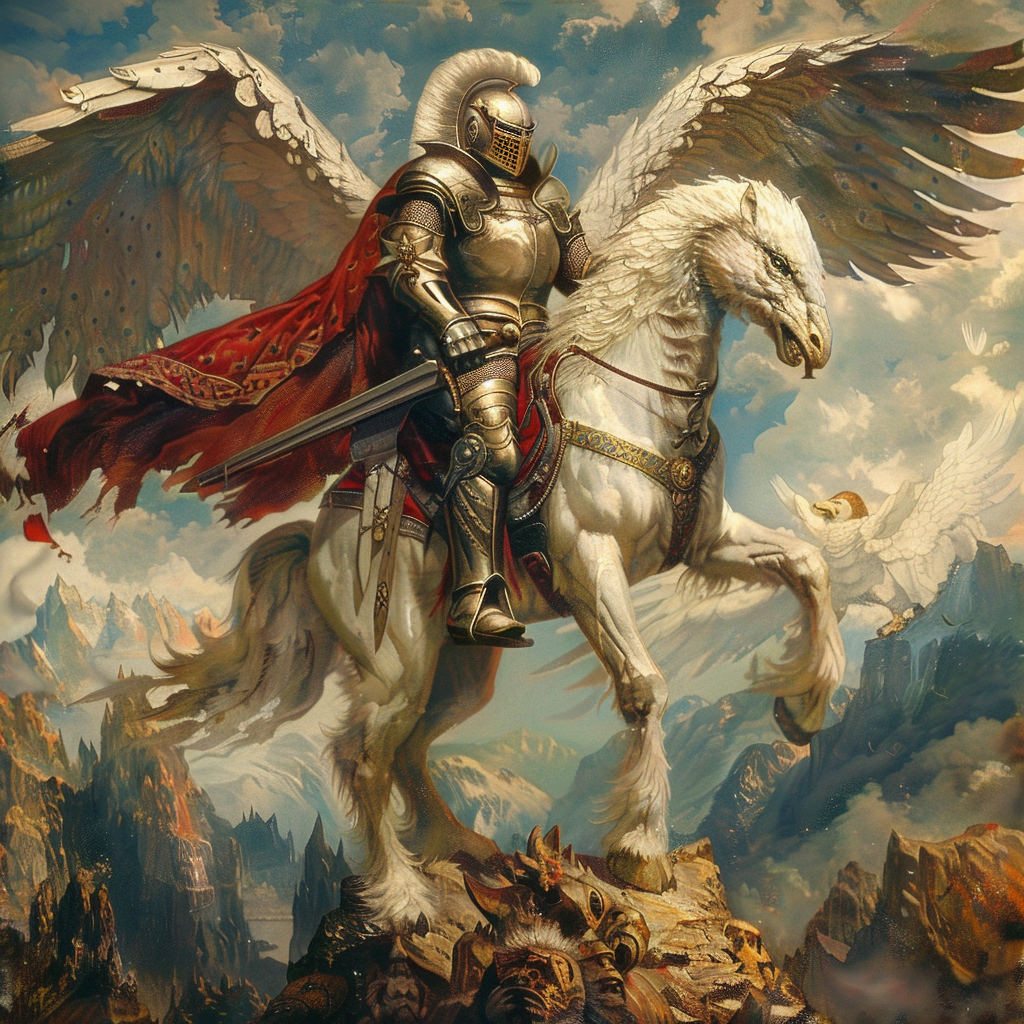 Knight on Griffin Fantasy Illustration