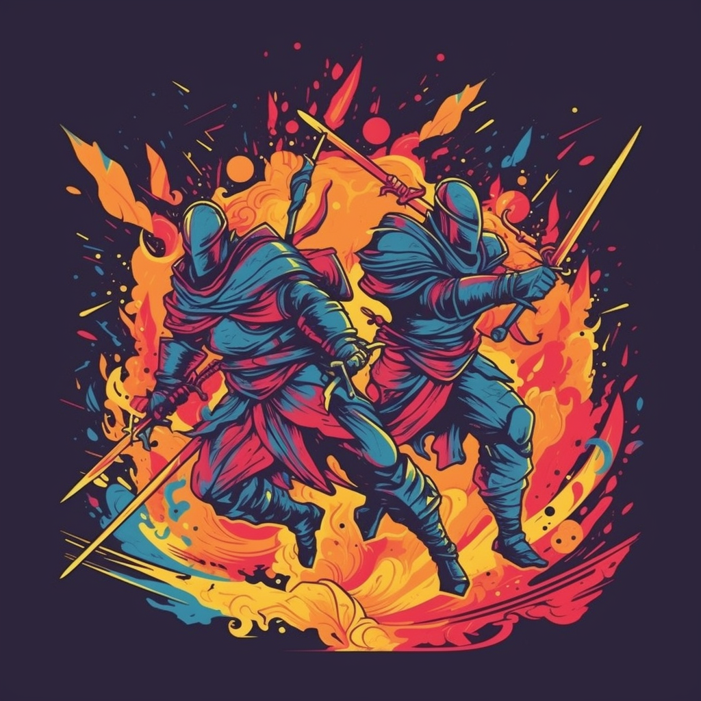 Knight Battle with Colorful Swords