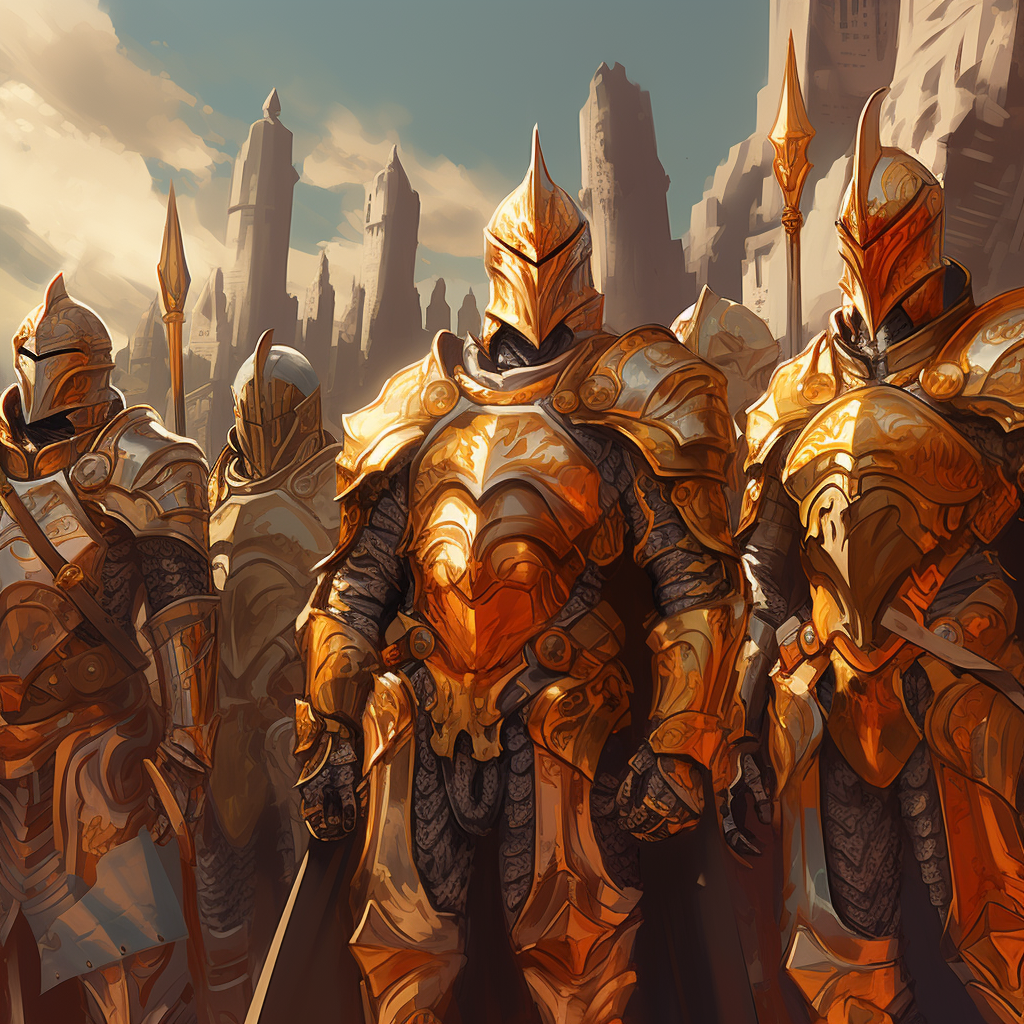 Knights in Golden Orange Armor