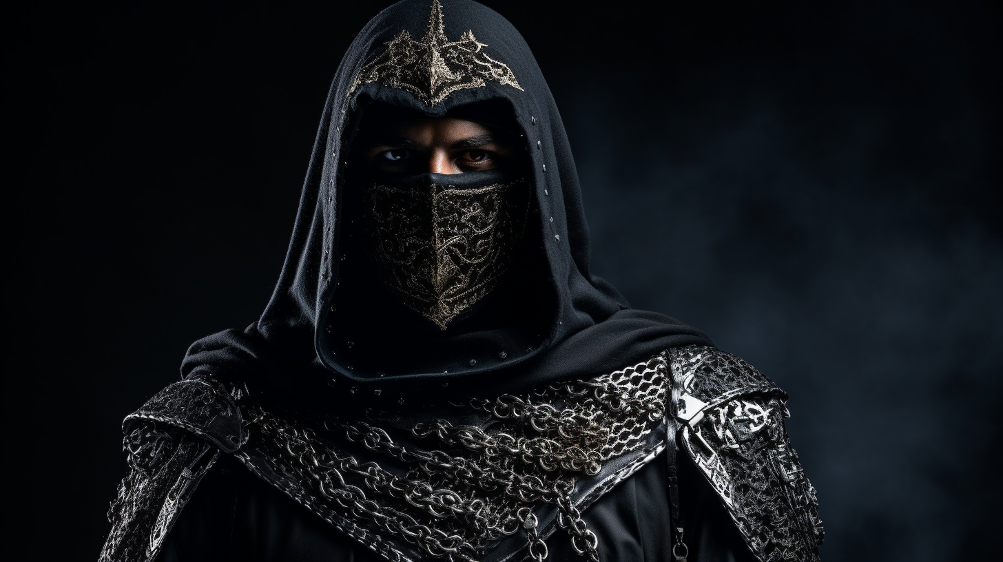 Knights Hospitaller wearing chain mail and black gown