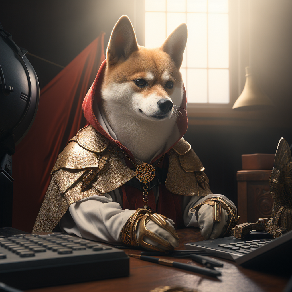 Knights Templar Protecting Blockchain with SHIBA INU Mascot