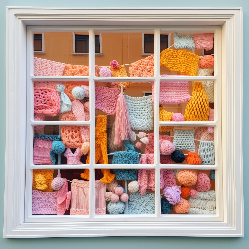 Cozy knitted window decor