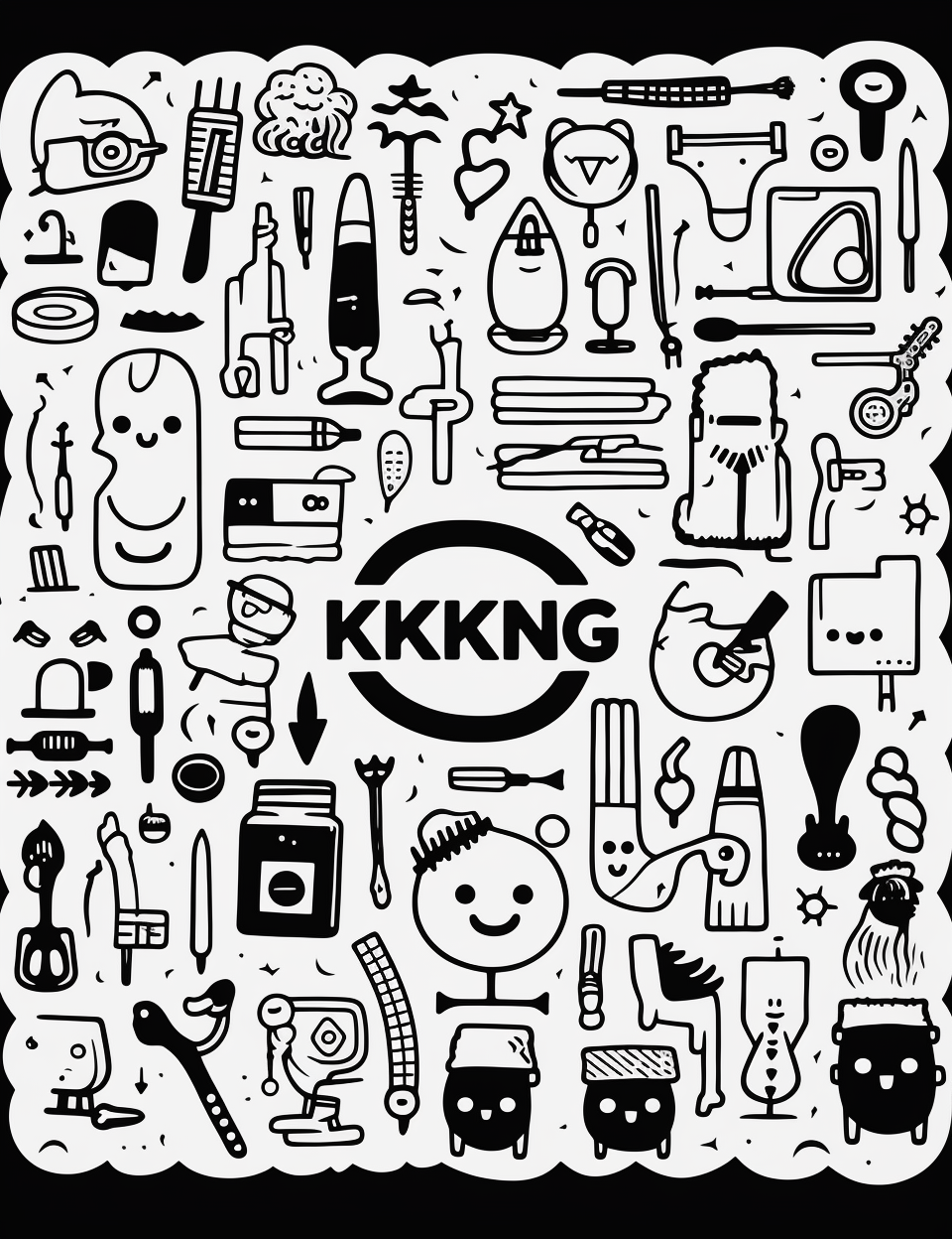 Simple and Clean Knolling Doodle Vector