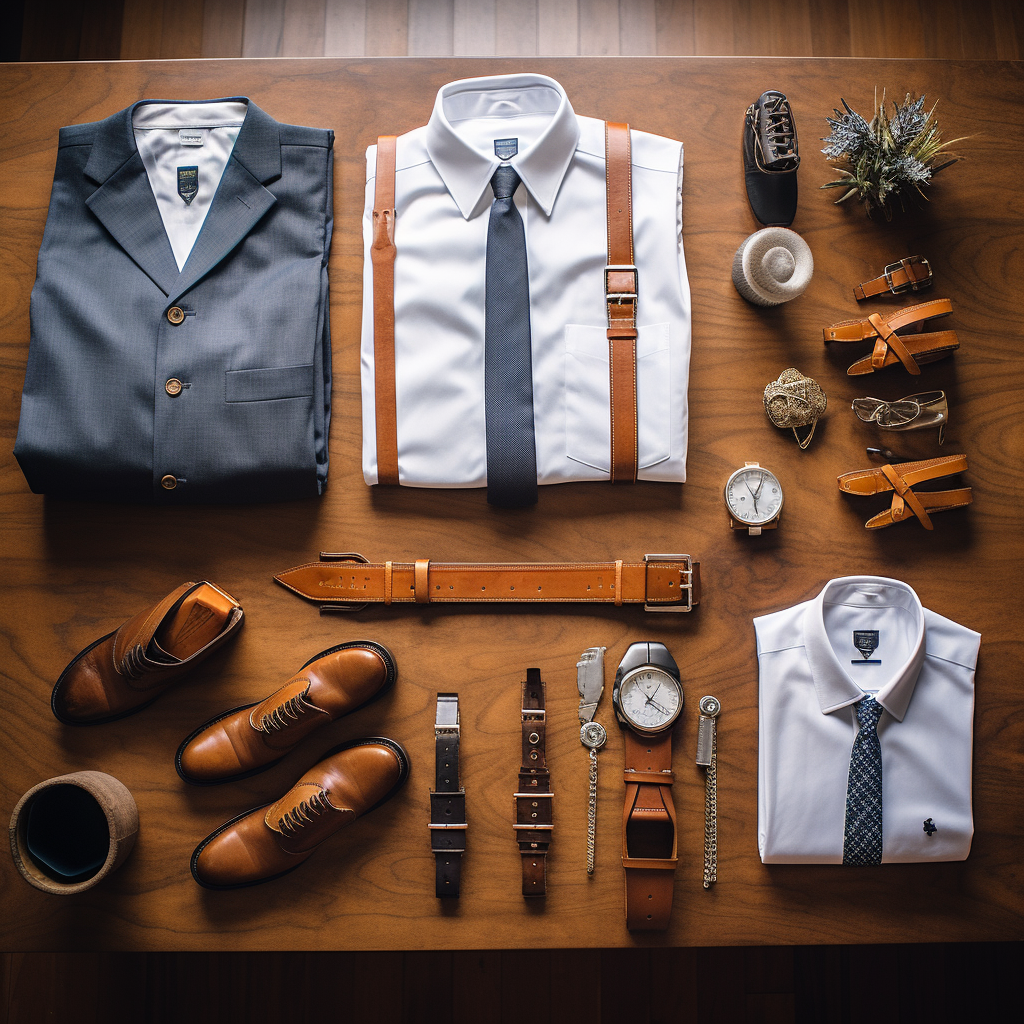 Organized men's dressing room with underwear and belt